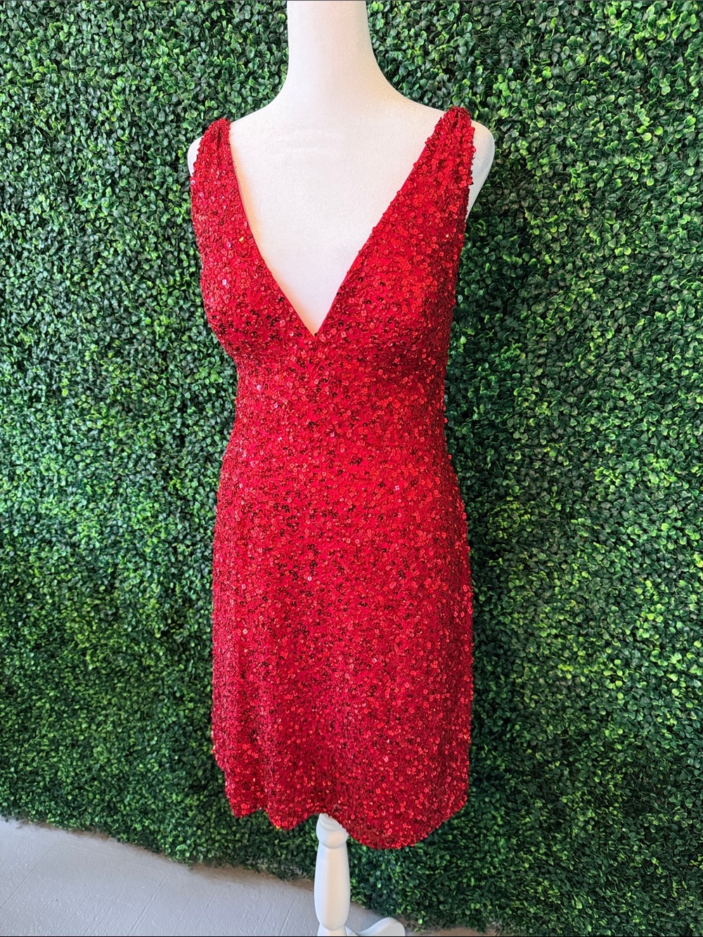 Scala sexy red low cut low back sequin dress, formal, ball, gala Christmas